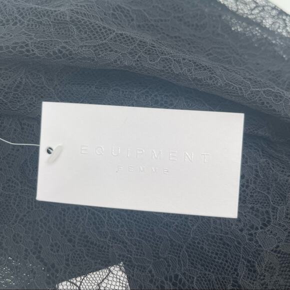 EQUIPMENT Black Lace Button Down Blouse Sexy Lolita Cocktail Sheer SZ Small NWT - Picture 12 of 14